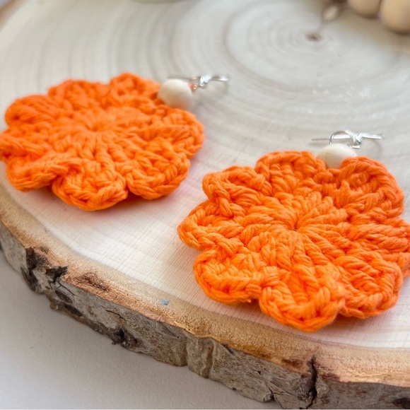 Crochet Beaded Fall Earrings - Picture 4 of 8